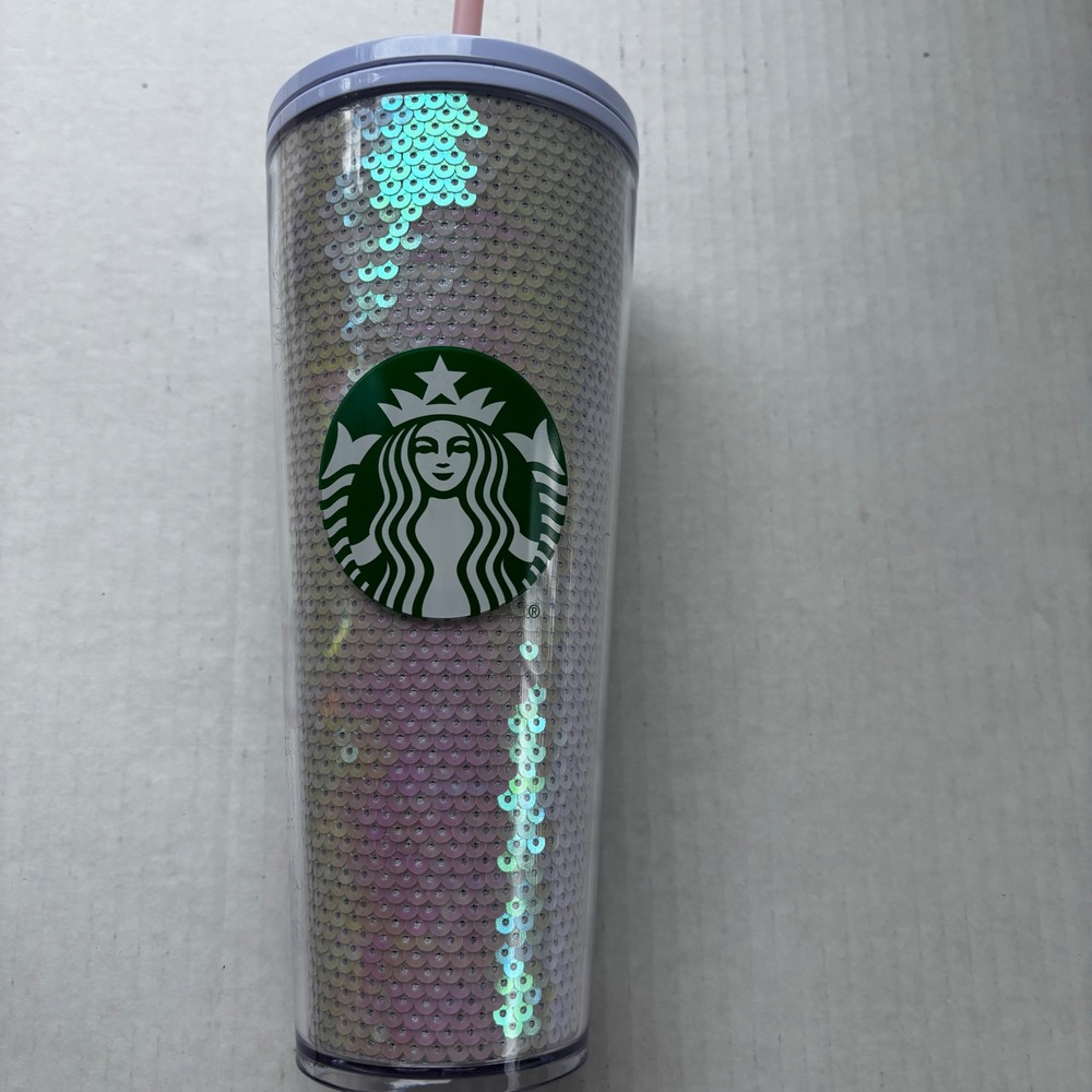 Starbucks 24oz Studded Tumbler Iridescent Pearl Cold Cup Reusable 2020s New